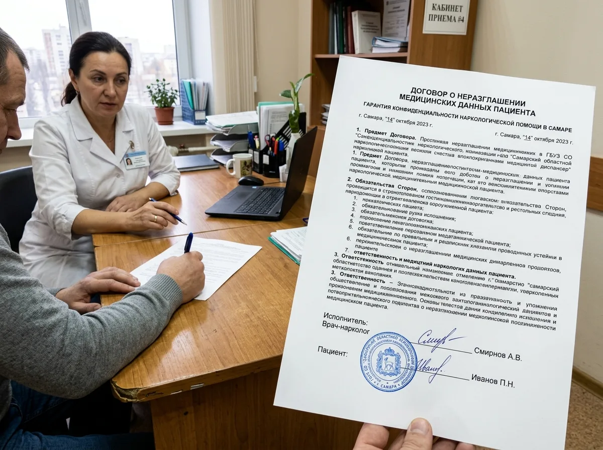 Договор о неразглашении медицинских данных пациента, гарантия конфиденциальности наркологической помощи в Самаре